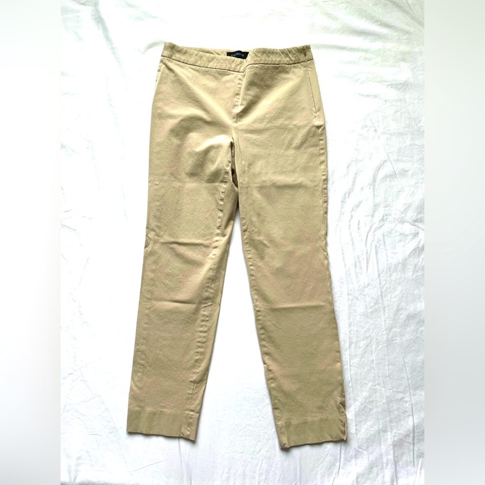 Talbots Khaki Crop Ankle Straight Leg Pants Side Zip Size 6